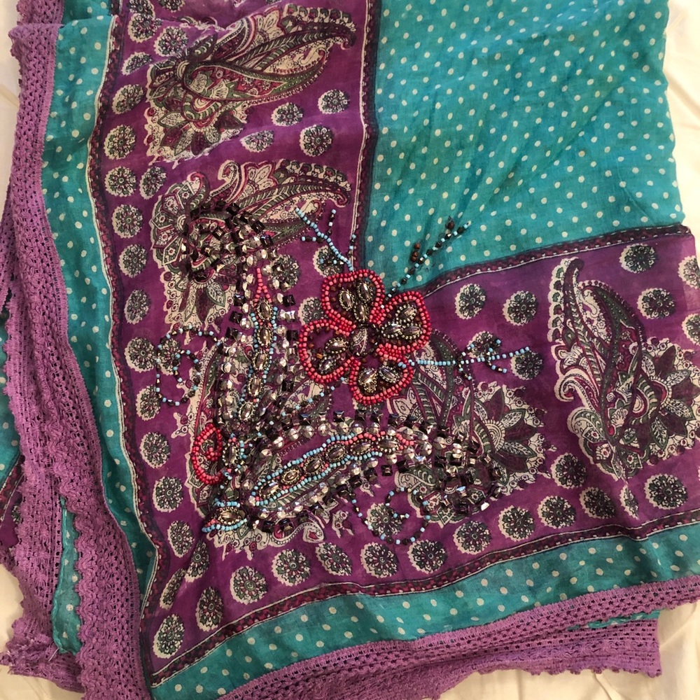 Beaded cotton scarf
